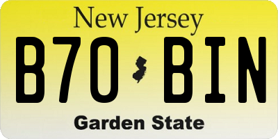 NJ license plate B70BIN