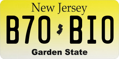 NJ license plate B70BIO