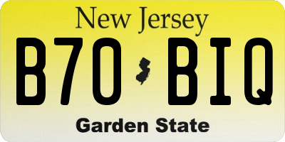NJ license plate B70BIQ