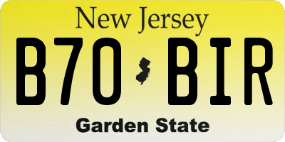 NJ license plate B70BIR