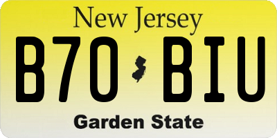 NJ license plate B70BIU