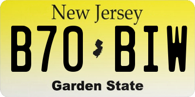 NJ license plate B70BIW