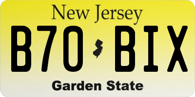 NJ license plate B70BIX