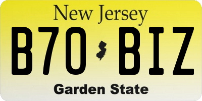 NJ license plate B70BIZ