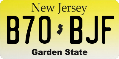 NJ license plate B70BJF