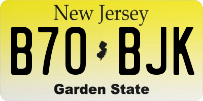 NJ license plate B70BJK