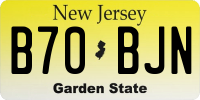 NJ license plate B70BJN