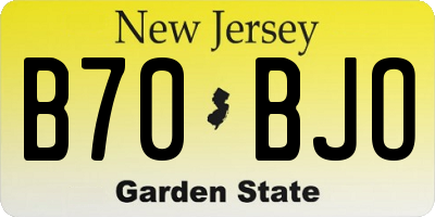 NJ license plate B70BJO