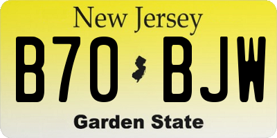 NJ license plate B70BJW