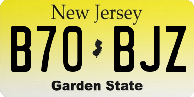 NJ license plate B70BJZ