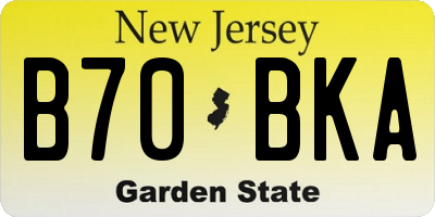 NJ license plate B70BKA