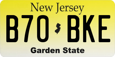 NJ license plate B70BKE