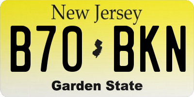 NJ license plate B70BKN