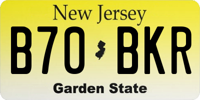 NJ license plate B70BKR