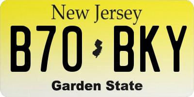 NJ license plate B70BKY