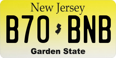 NJ license plate B70BNB