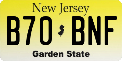NJ license plate B70BNF