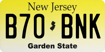 NJ license plate B70BNK