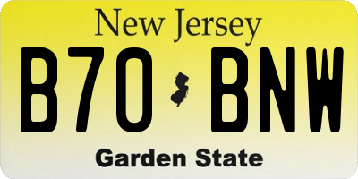 NJ license plate B70BNW