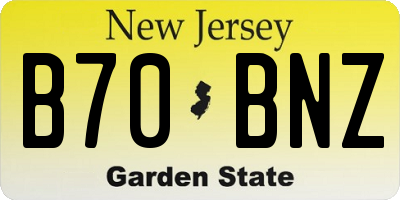 NJ license plate B70BNZ