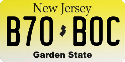 NJ license plate B70BOC