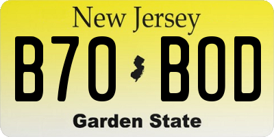 NJ license plate B70BOD