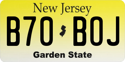 NJ license plate B70BOJ