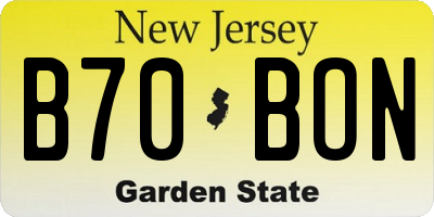 NJ license plate B70BON