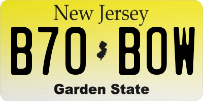 NJ license plate B70BOW