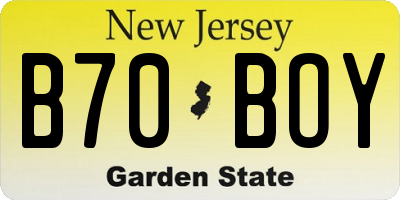NJ license plate B70BOY
