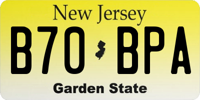 NJ license plate B70BPA