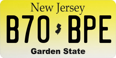 NJ license plate B70BPE
