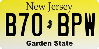 NJ license plate B70BPW