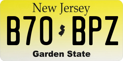 NJ license plate B70BPZ