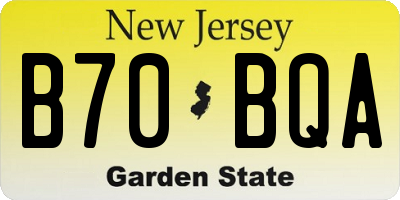 NJ license plate B70BQA