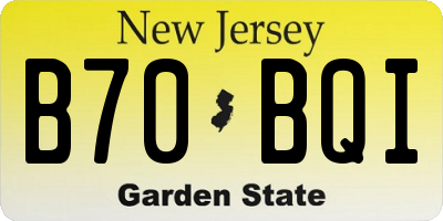 NJ license plate B70BQI