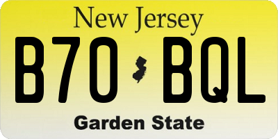NJ license plate B70BQL