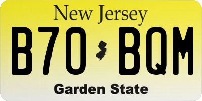 NJ license plate B70BQM