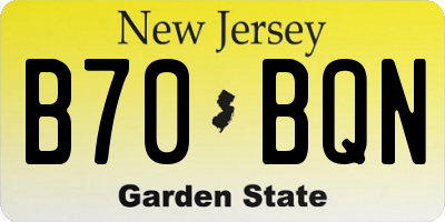 NJ license plate B70BQN
