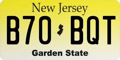 NJ license plate B70BQT