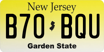 NJ license plate B70BQU
