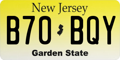 NJ license plate B70BQY
