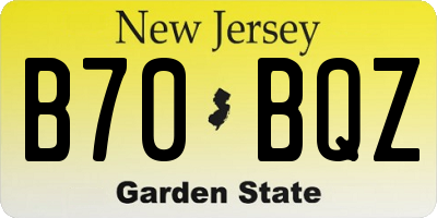 NJ license plate B70BQZ
