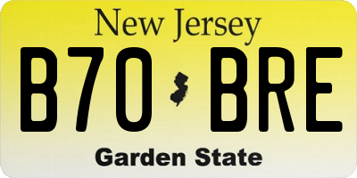 NJ license plate B70BRE