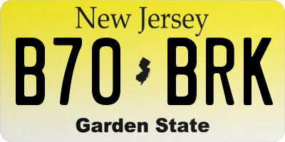 NJ license plate B70BRK