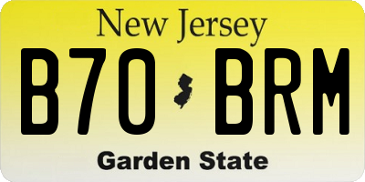 NJ license plate B70BRM