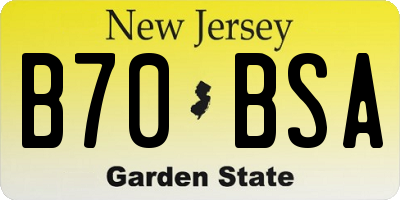 NJ license plate B70BSA
