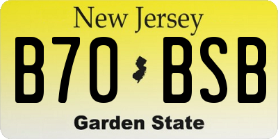 NJ license plate B70BSB