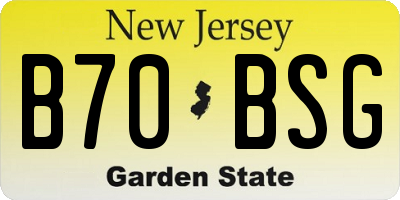 NJ license plate B70BSG