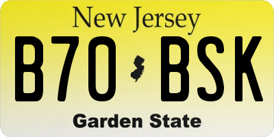 NJ license plate B70BSK